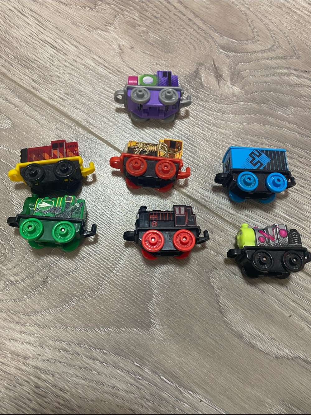 Assorted Mini Toy Train Cars - Colorful Collectible Set